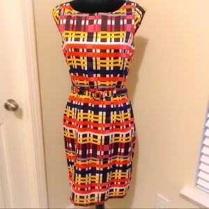 Banana Republic Multi Color Plaid Cap Sleeve Dress